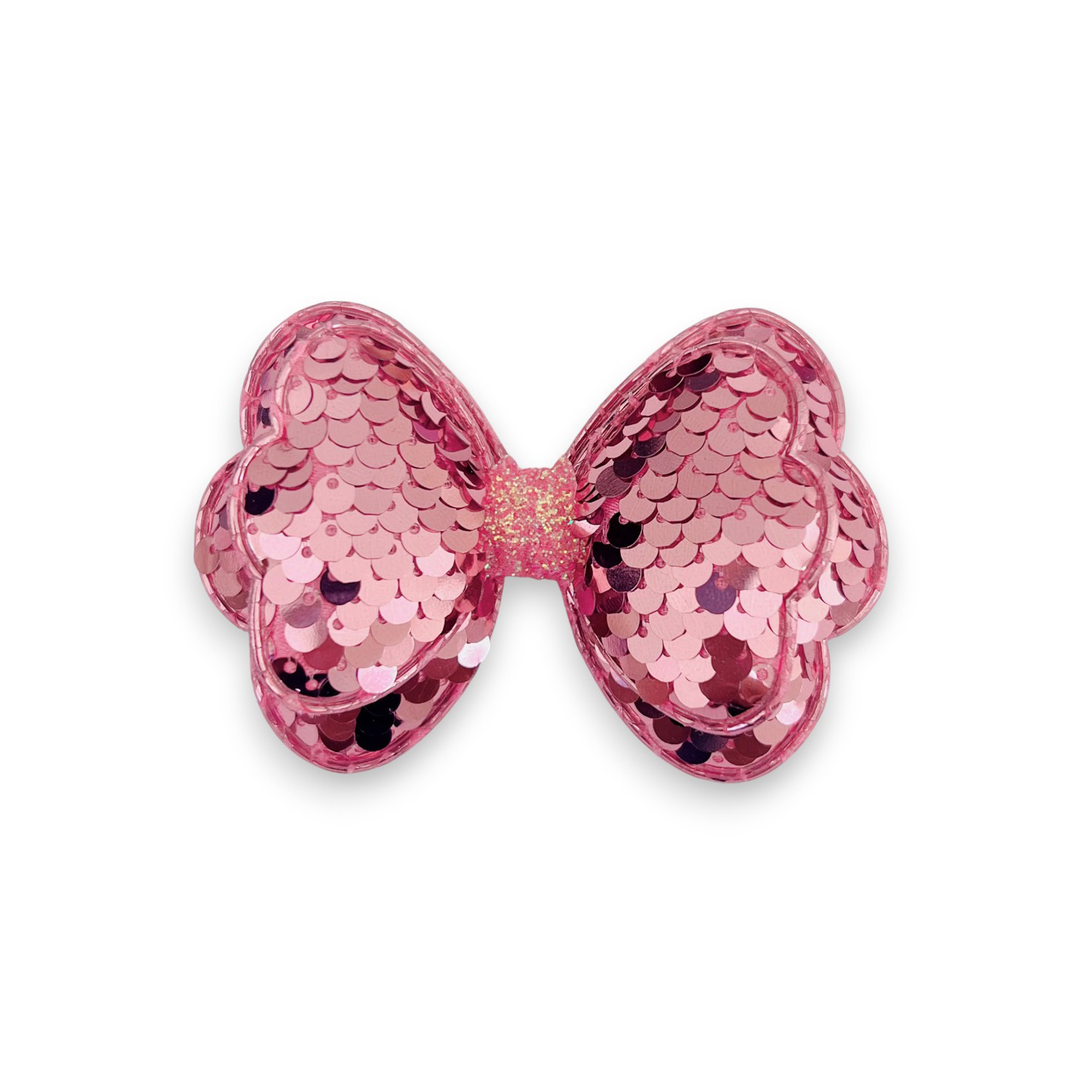 Summer Crystal - Sequin Glitter Stuffed Bow Hair Clip - 1 Pack