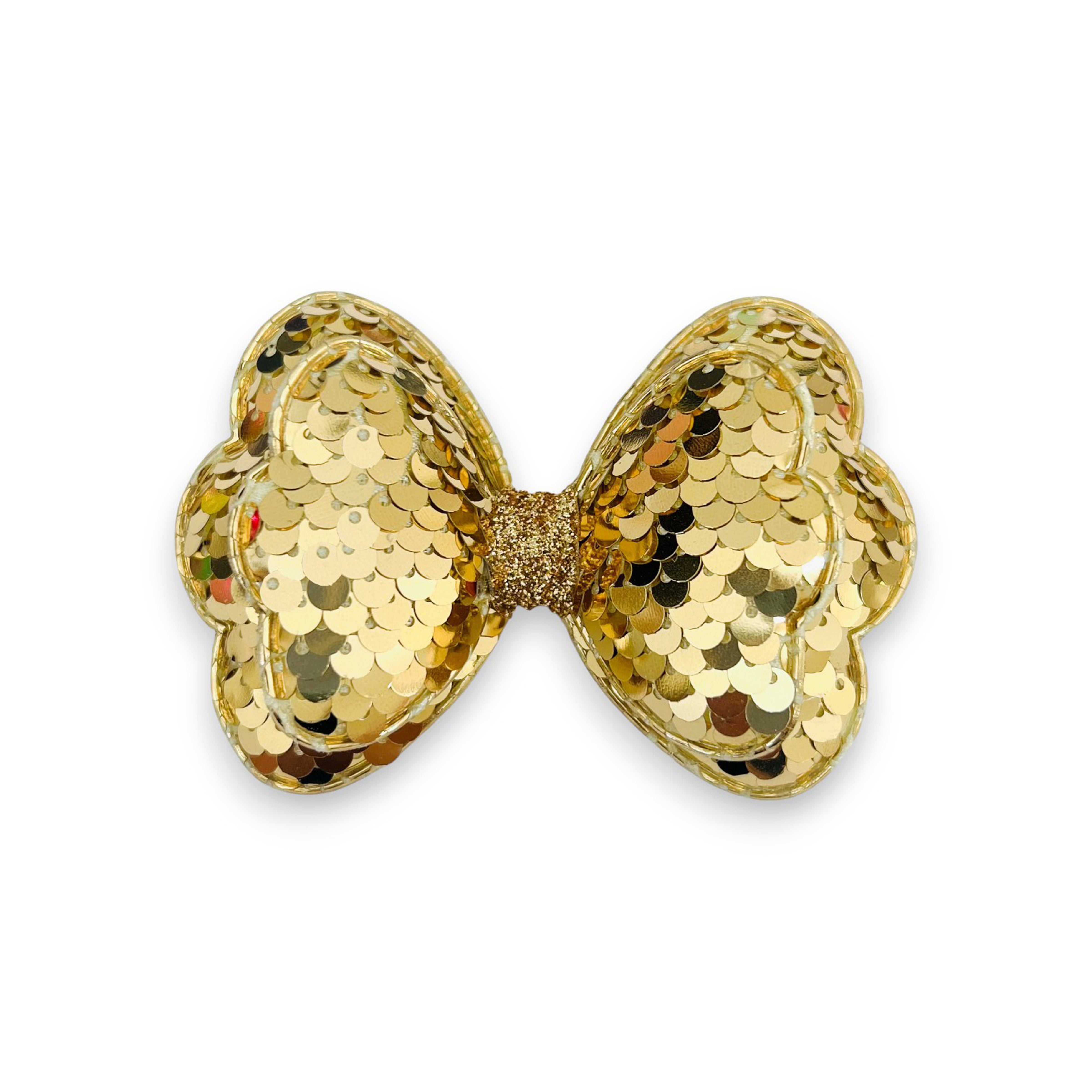 Summer Crystal - Sequin Glitter Stuffed Bow Hair Clip - 1 Pack
