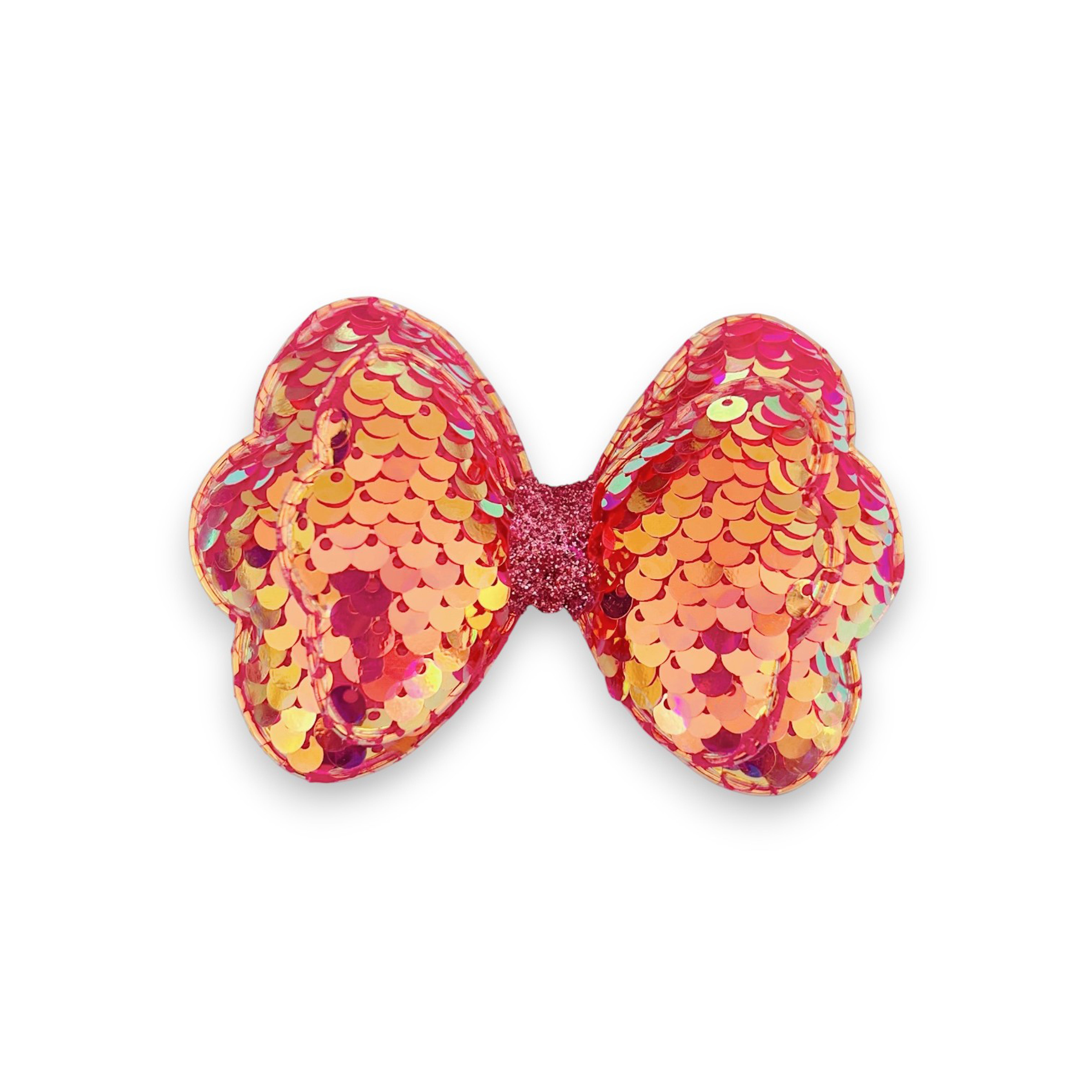 Summer Crystal - Sequin Glitter Stuffed Bow Hair Clip - 1 Pack
