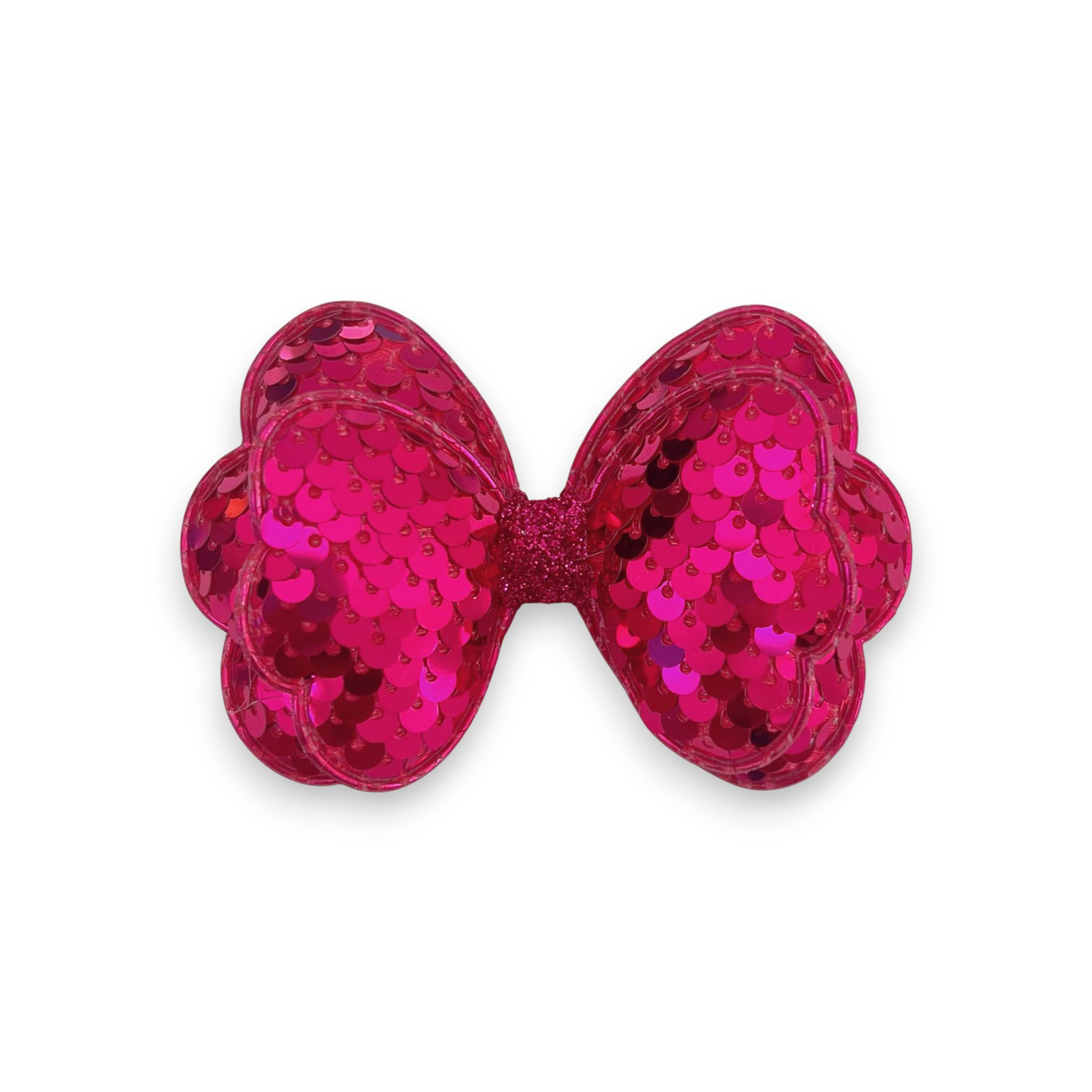 Summer Crystal - Sequin Glitter Stuffed Bow Hair Clip - 1 Pack