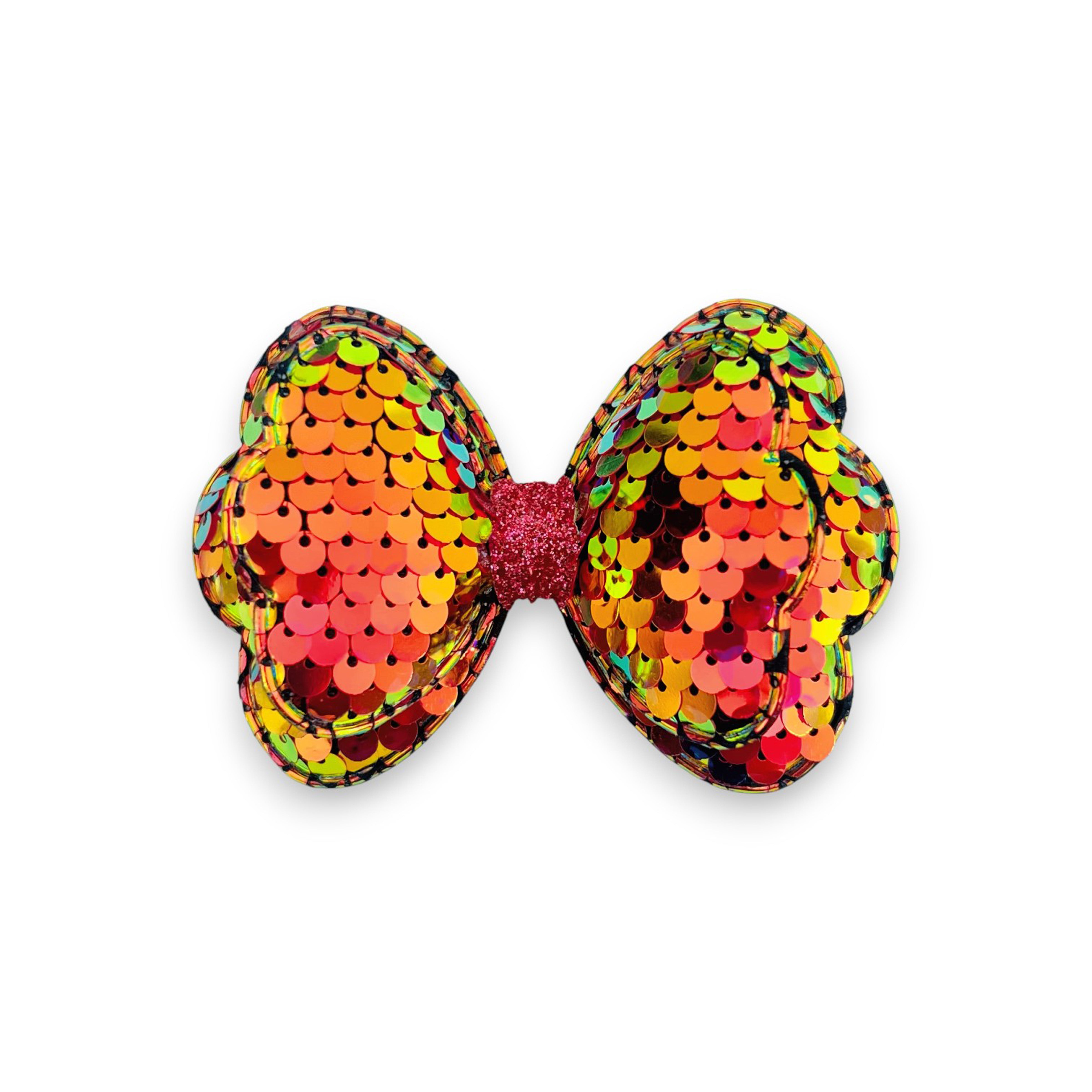 Summer Crystal - Sequin Glitter Stuffed Bow Hair Clip - 1 Pack