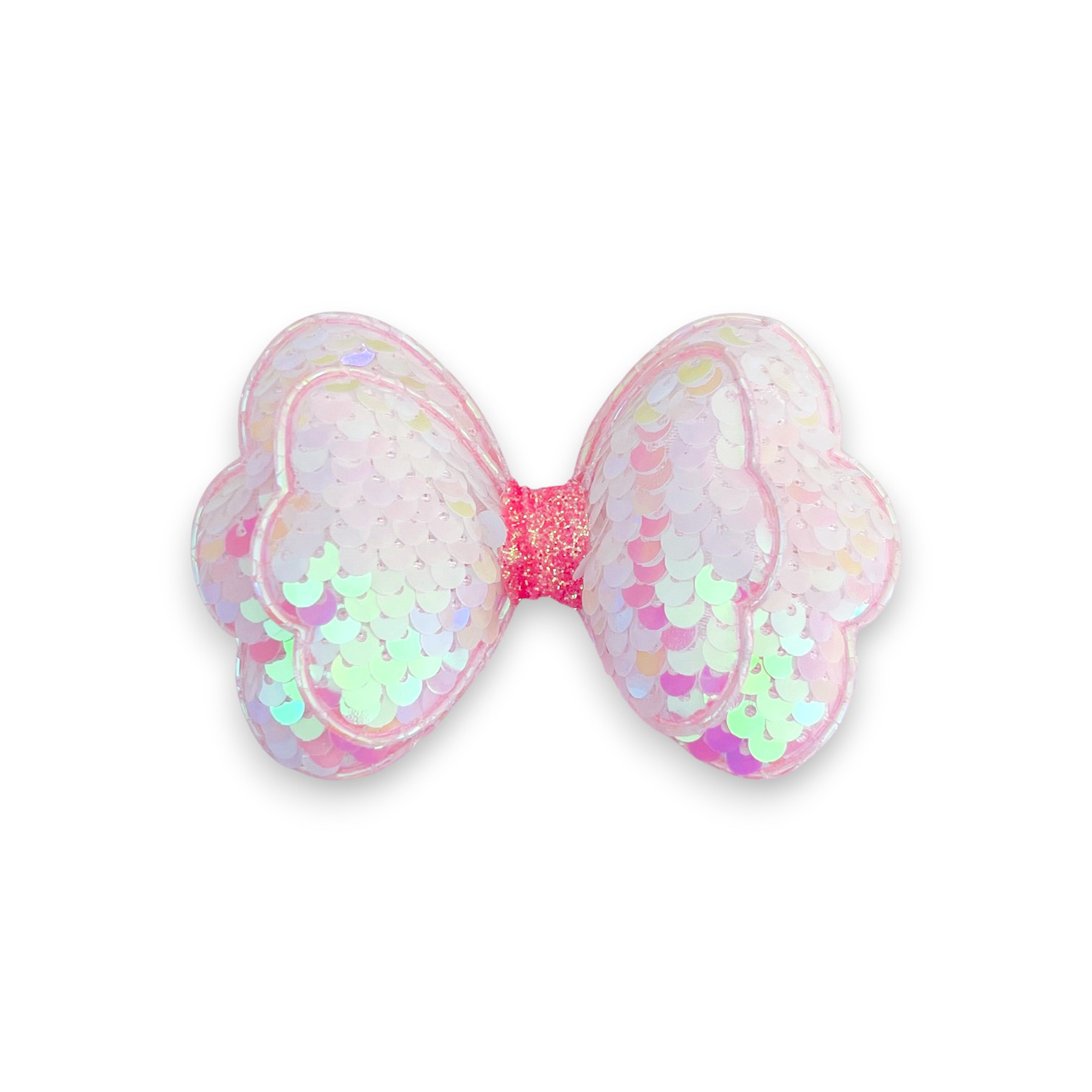 Summer Crystal - Sequin Glitter Stuffed Bow Hair Clip - 1 Pack