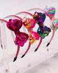 Summer Crystal - Sequin Stuffed Bow Headband - 1 Pack