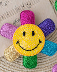 Summer Crystal - Rainbow Glitter Smiley Face Hair Clip - 1 Pack