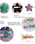 Summer Crystal - Laser Star & Butterfly Hair Clips – Mixed Colors - 8 Pack