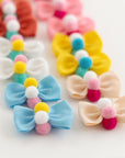 Pompoms Cotton Bow Hair Clips for Baby & Toddler Girls - 10 Pack
