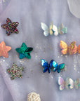 Summer Crystal - Laser Star & Butterfly Hair Clips – Mixed Colors - 8 Pack