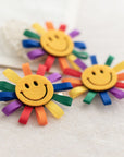 Summer Crystal - Rainbow Ribbon Smiley Face Hair Clip - 1 Pack