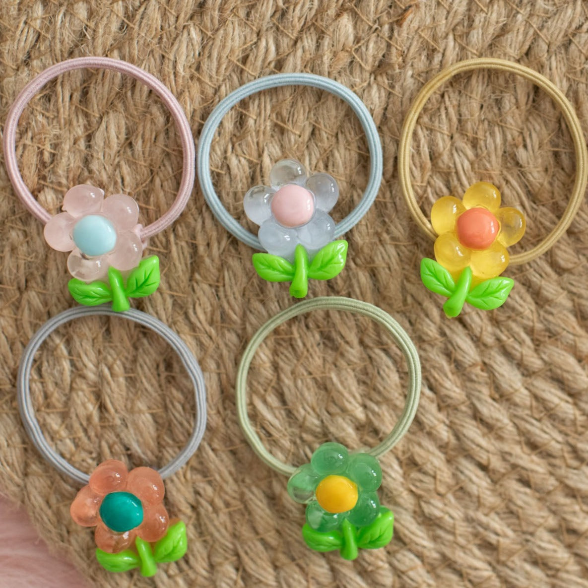 1-Inch Elastic Girls Assorted Resin Hair Ties - 48 Pack