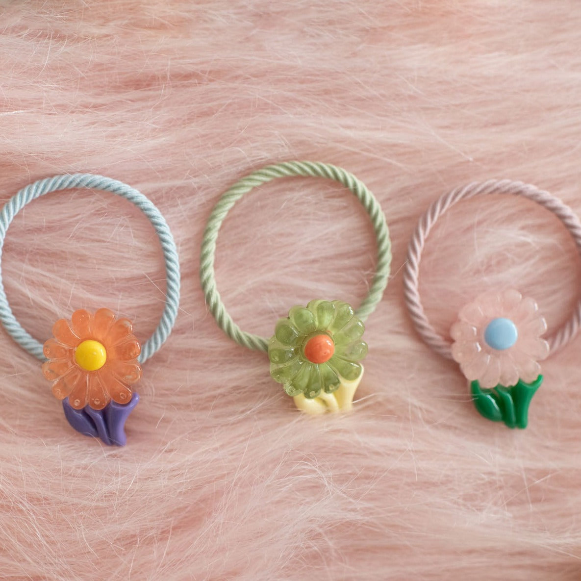 1-Inch Elastic Girls Assorted Resin Hair Ties - 48 Pack