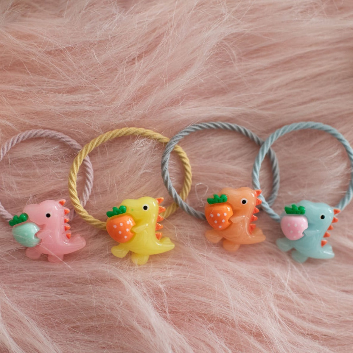 1-Inch Elastic Girls Assorted Resin Hair Ties - 48 Pack