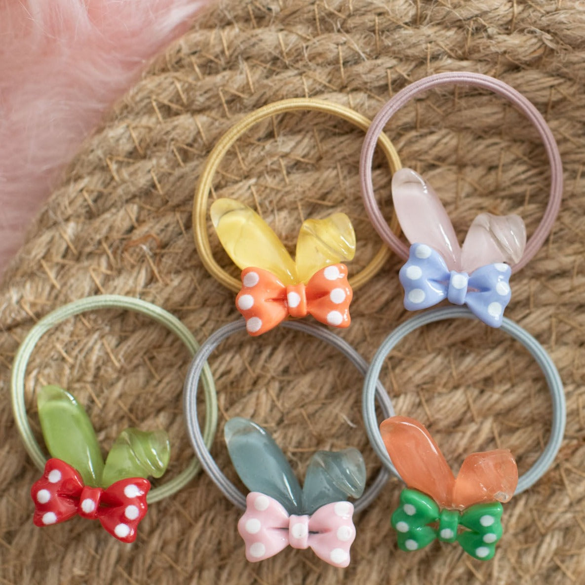 1-Inch Elastic Girls Assorted Resin Hair Ties - 48 Pack