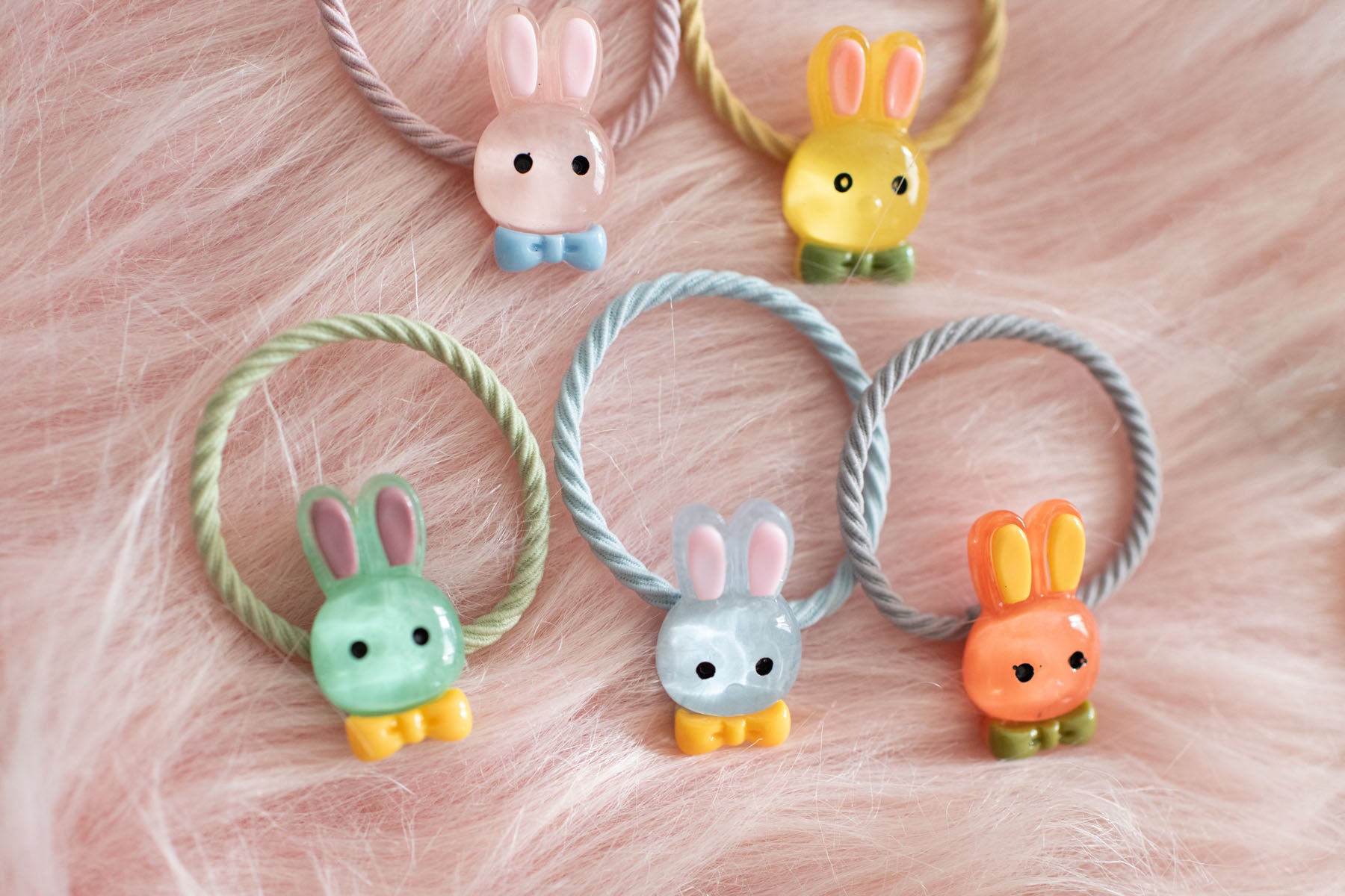 1-Inch Elastic Girls Assorted Resin Hair Ties - 48 Pack