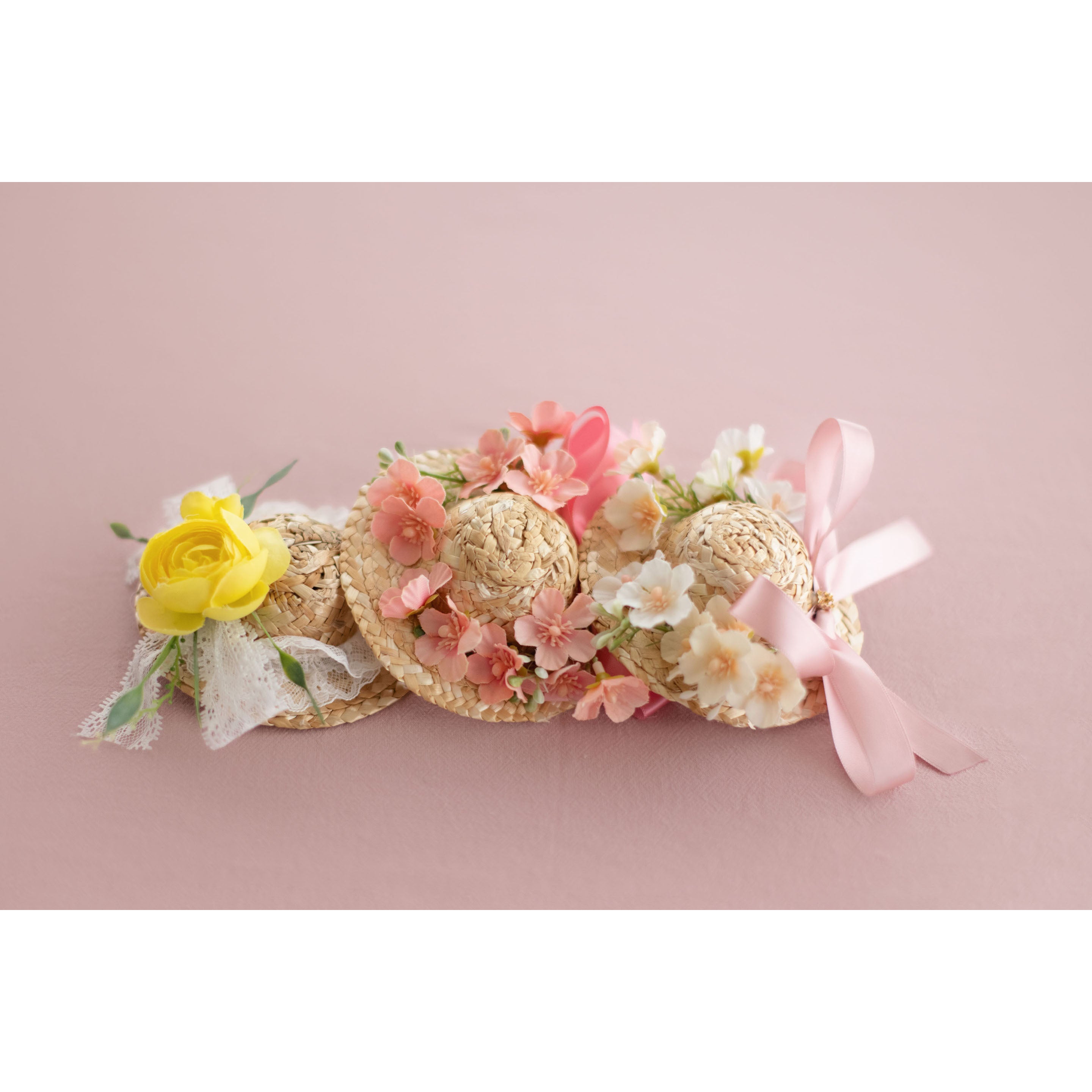 Summer Crystal - Handmade Straw Hat Hair Clip - 1 Pack