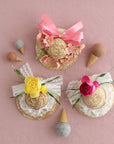 Summer Crystal - Handmade Straw Hat Hair Clip - 1 Pack
