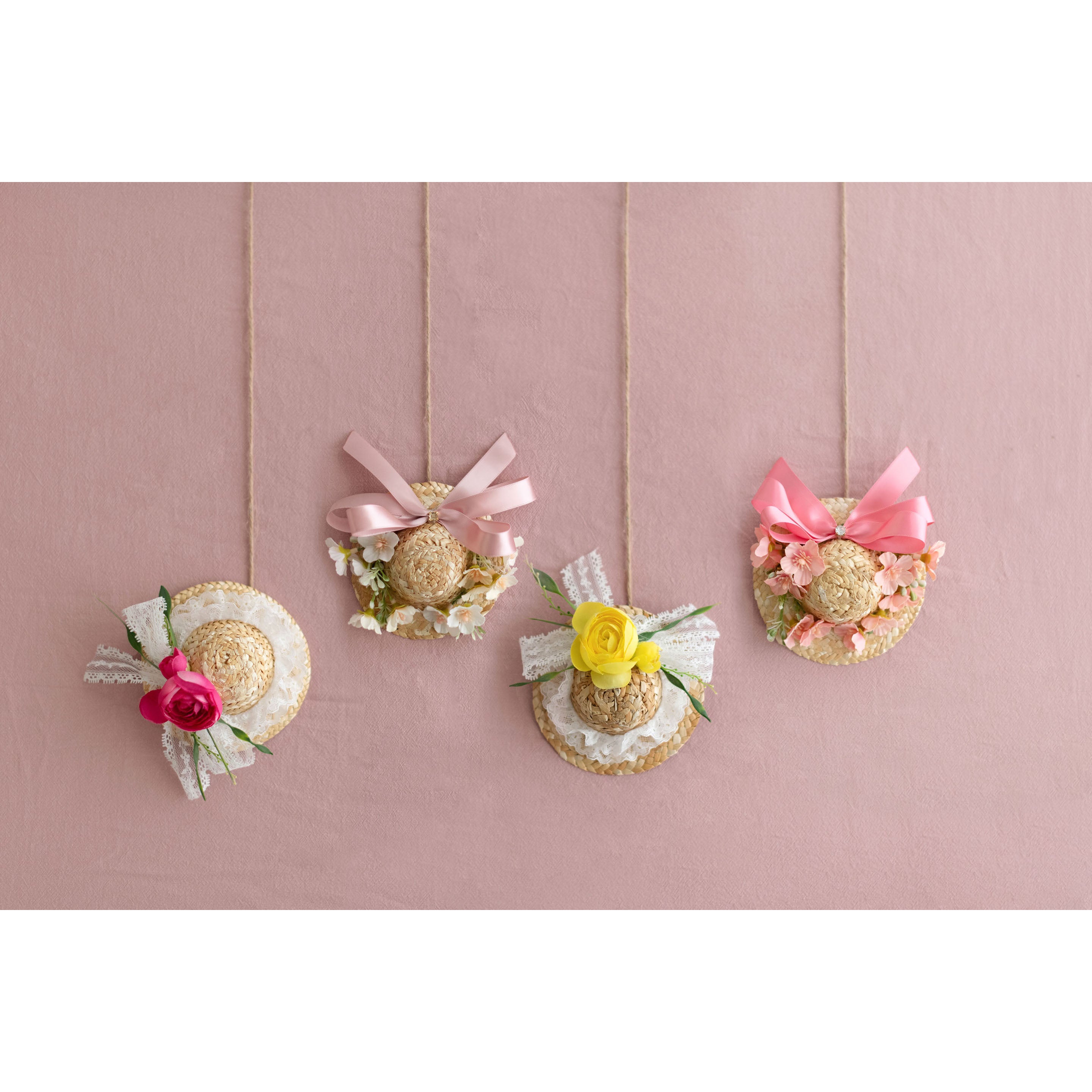 Summer Crystal - Handmade Straw Hat Hair Clip - 1 Pack