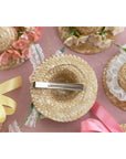 Summer Crystal - Handmade Straw Hat Hair Clip - 1 Pack