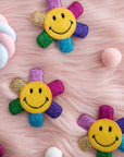 Summer Crystal - Rainbow Glitter Smiley Face Hair Clip - 1 Pack