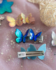 Summer Crystal - Laser Star & Butterfly Hair Clips – Mixed Colors - 8 Pack