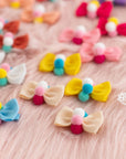 Pompoms Cotton Bow Hair Clips for Baby & Toddler Girls - 10 Pack
