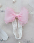 Summer Crystal – Organza Cloud Bow Baby Headband - 1 Pack