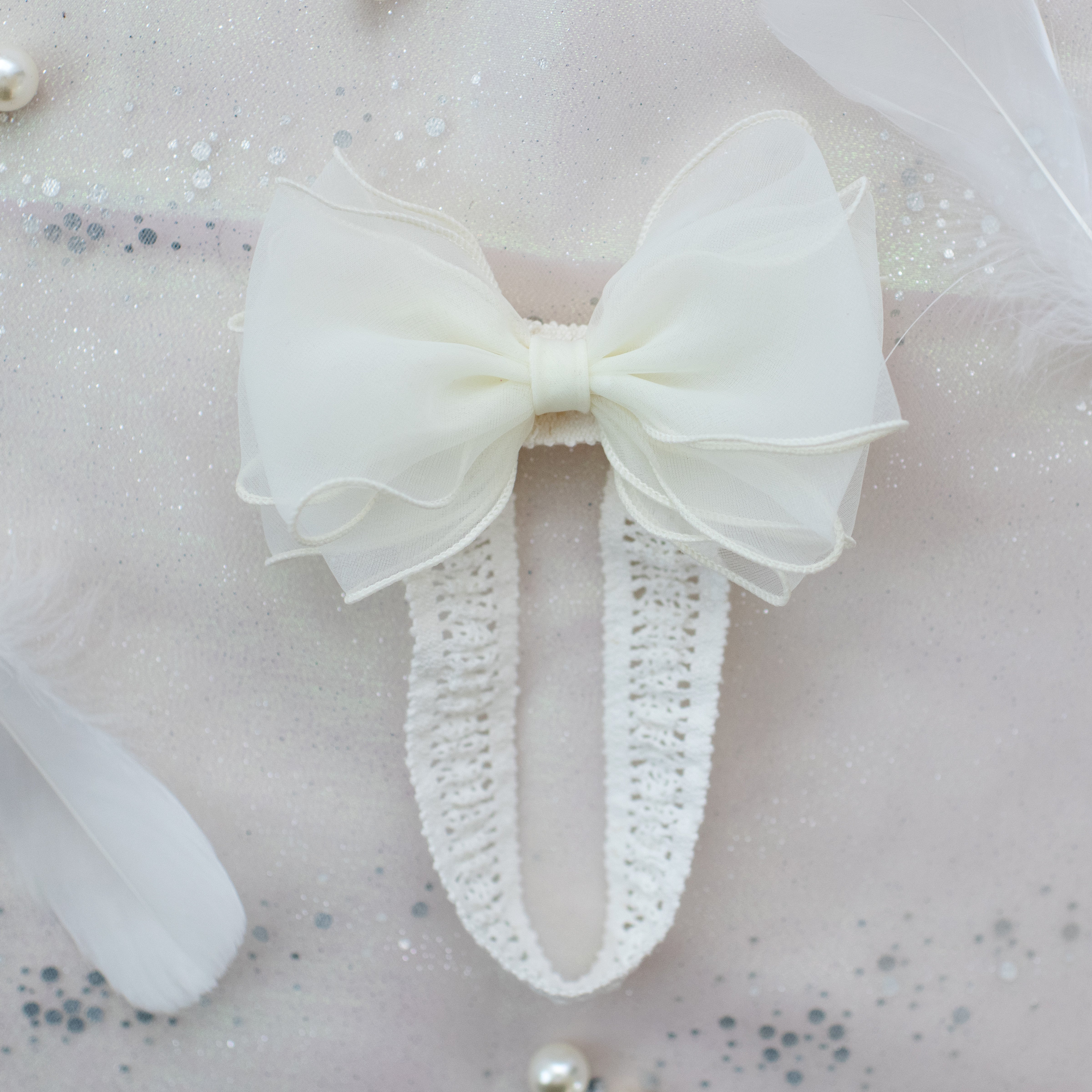 Summer Crystal – Organza Cloud Bow Baby Headband - 1 Pack