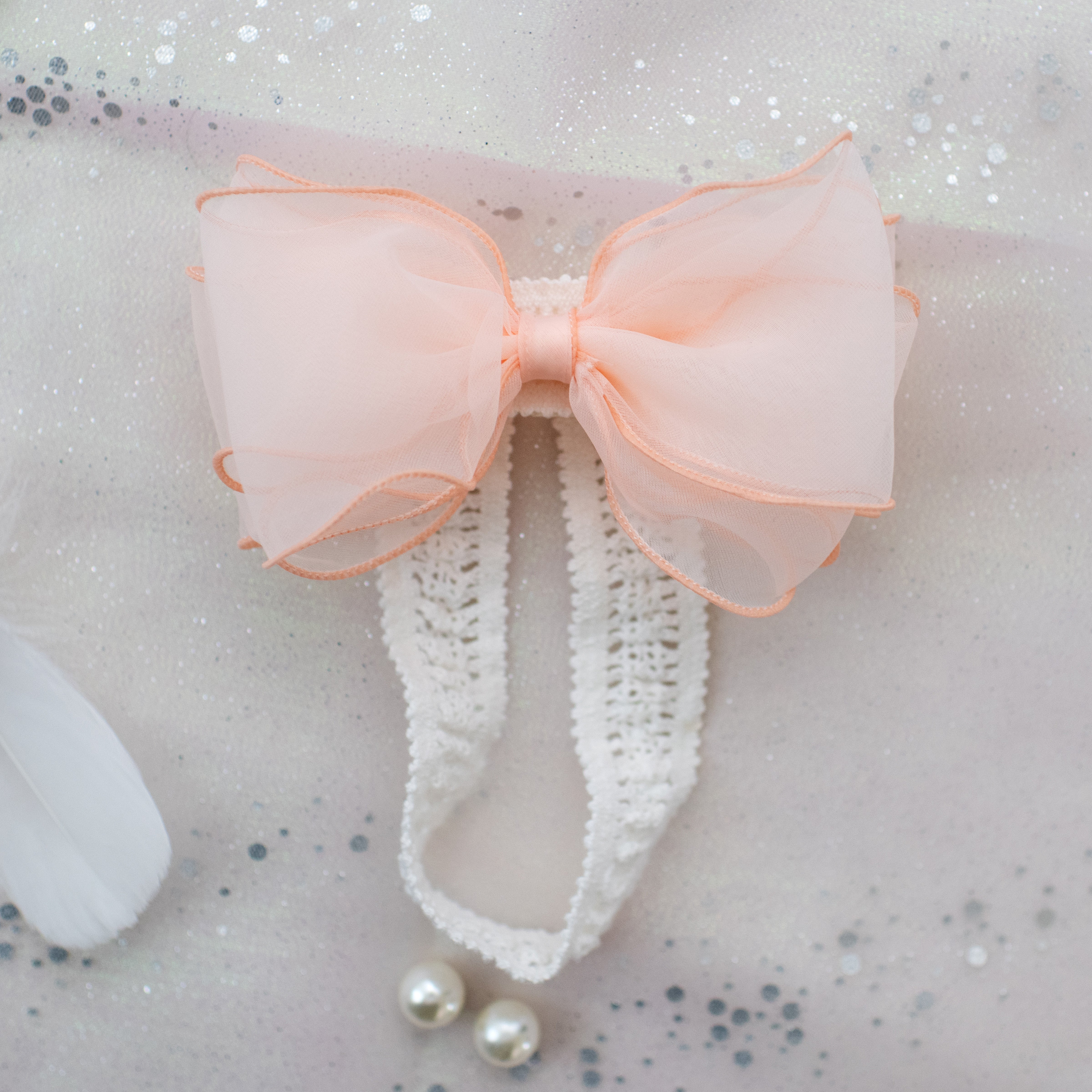 Summer Crystal – Organza Cloud Bow Baby Headband - 1 Pack