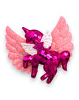Summer Crystal - Big Winged Sequin Unicorn Hair Clip - 1 Pack