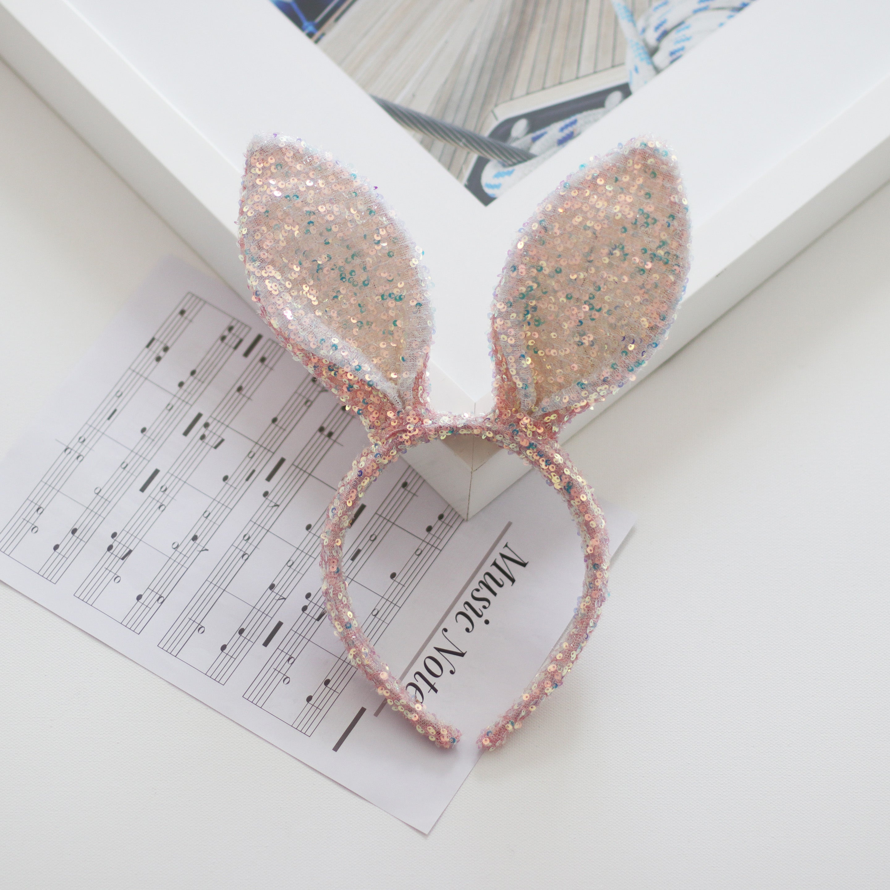 Summer Crystal Sequin Bunny Ear Headband Summer Crystal Sequin Bunny Ear Headband