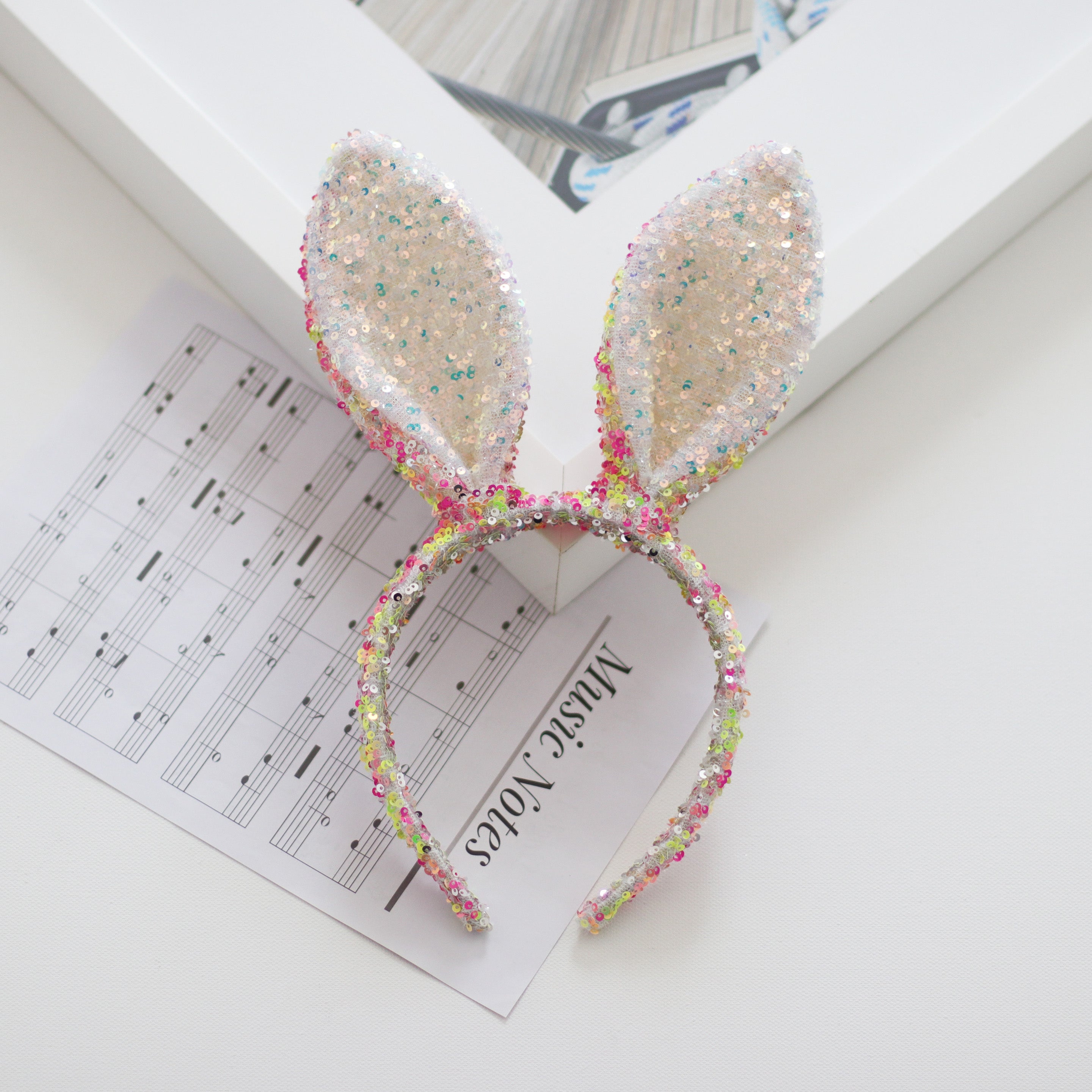 Summer Crystal - Sequin Bunny Ear Headband - 1 Pack
