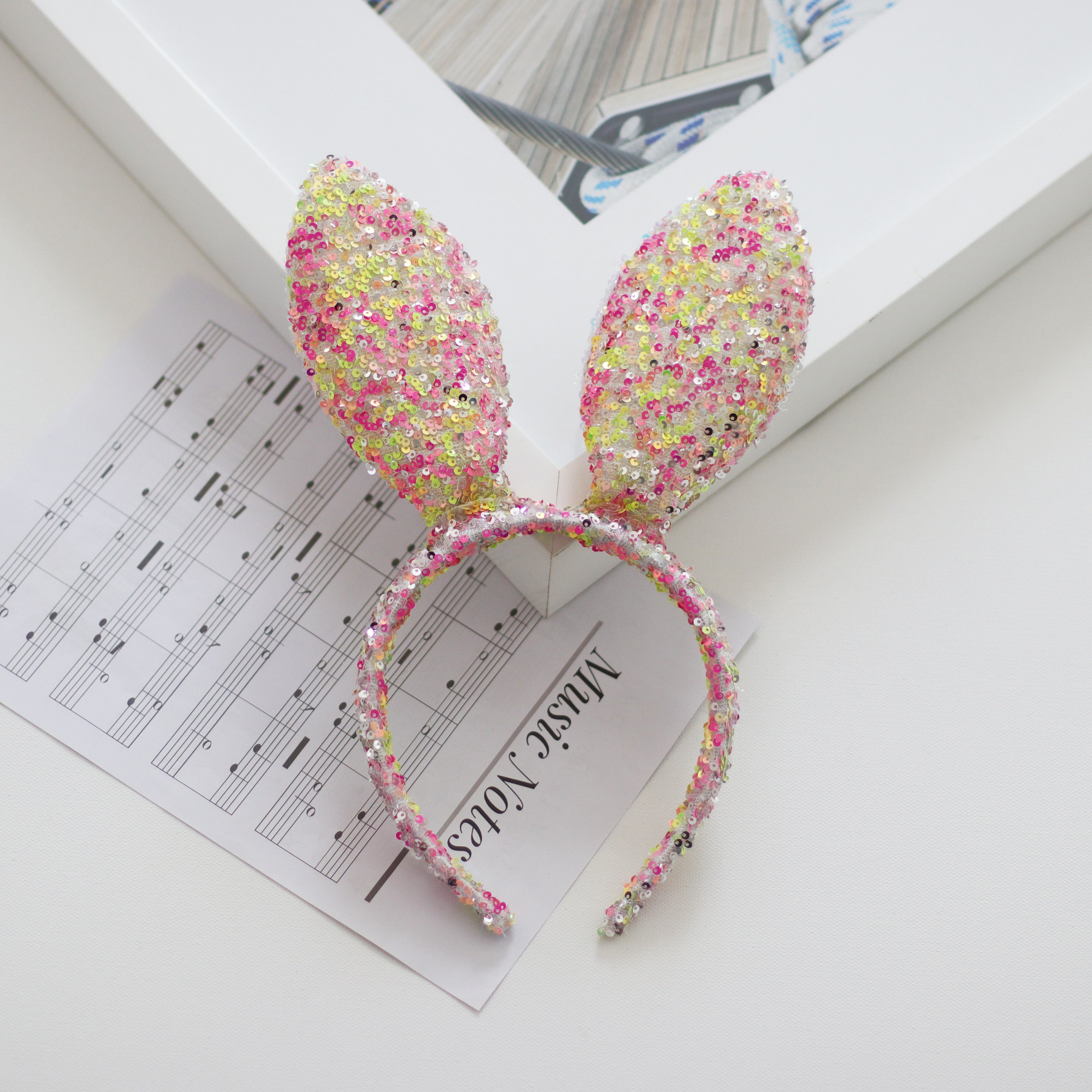 Summer Crystal - Sequin Bunny Ear Headband - 1 Pack