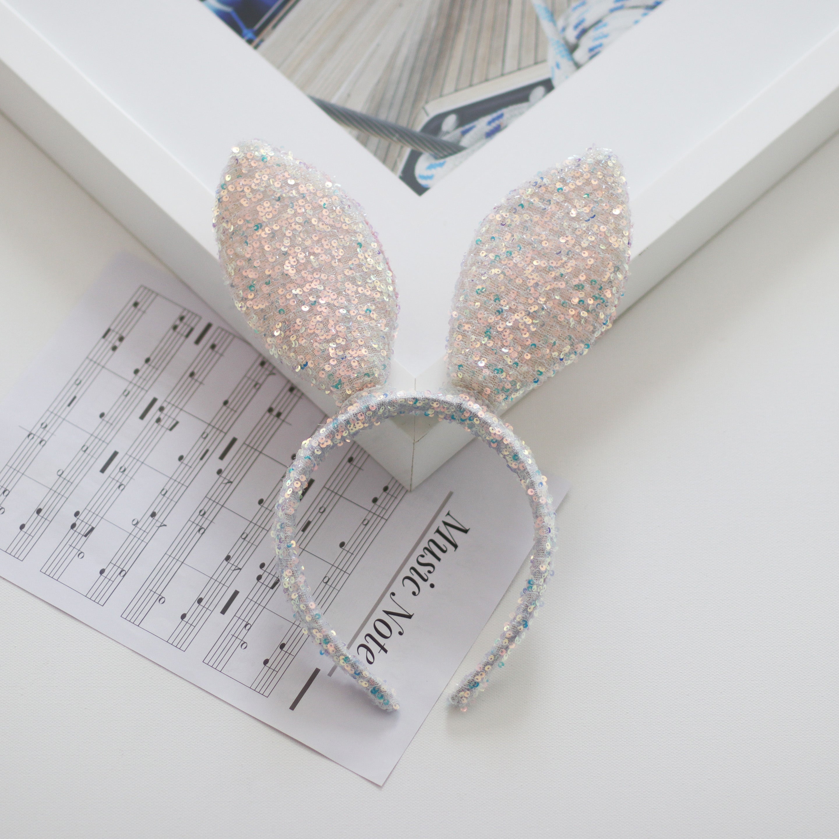 Summer Crystal - Sequin Bunny Ear Headband - 1 Pack