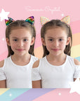 Summer Crystal - Large Sequin Cat Ears Hair Clips - 1 Pair