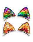 Girls' 2 Pairs Sparkly Glitter Sequin Cat Ears Hair Clips