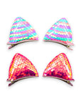 Girls' 2 Pairs Sparkly Glitter Sequin Cat Ears Hair Clips