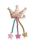 Summer Crystal - Sequin Crown Hair Clip with Tassel Stars - 1 Pack