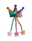 Summer Crystal - Sequin Crown Hair Clip with Tassel Stars - 1 Pack