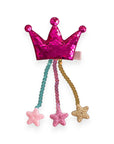 Summer Crystal - Sequin Crown Hair Clip with Tassel Stars - 1 Pack