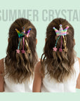Summer Crystal - Sequin Crown Hair Clip with Tassel Stars - 1 Pack
