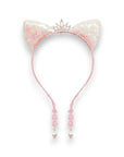 Summer Crystal Large Sequin Cat Ears Headband with Pearl Earring Pendants