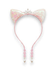 Summer Crystal -Sequin Cat Ears Headband with Pearl Earring Pendants - 1 Pack