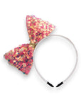 Summer Crystal Sparkling Large Sequins Bow Headband For Girls