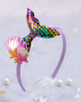 Summer Crystal - Sequin Mermaid Tail with Starry Shell Headband - 1 Pack