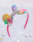 Summer Crystal - Sequin Mermaid Tail with Starry Shell Headband - 1 Pack