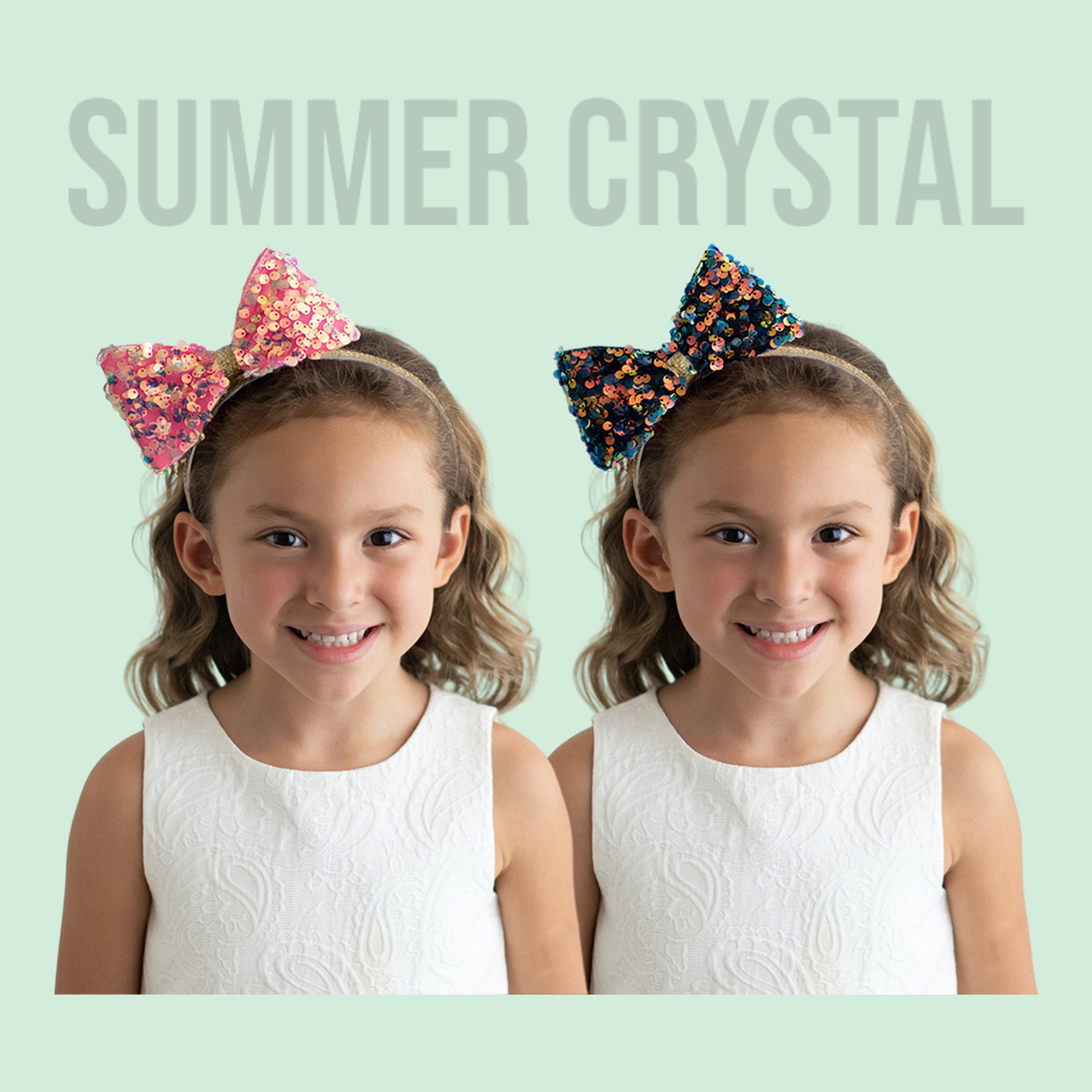 Summer Crystal - Large Sequin Bow Headband - 1 Pack