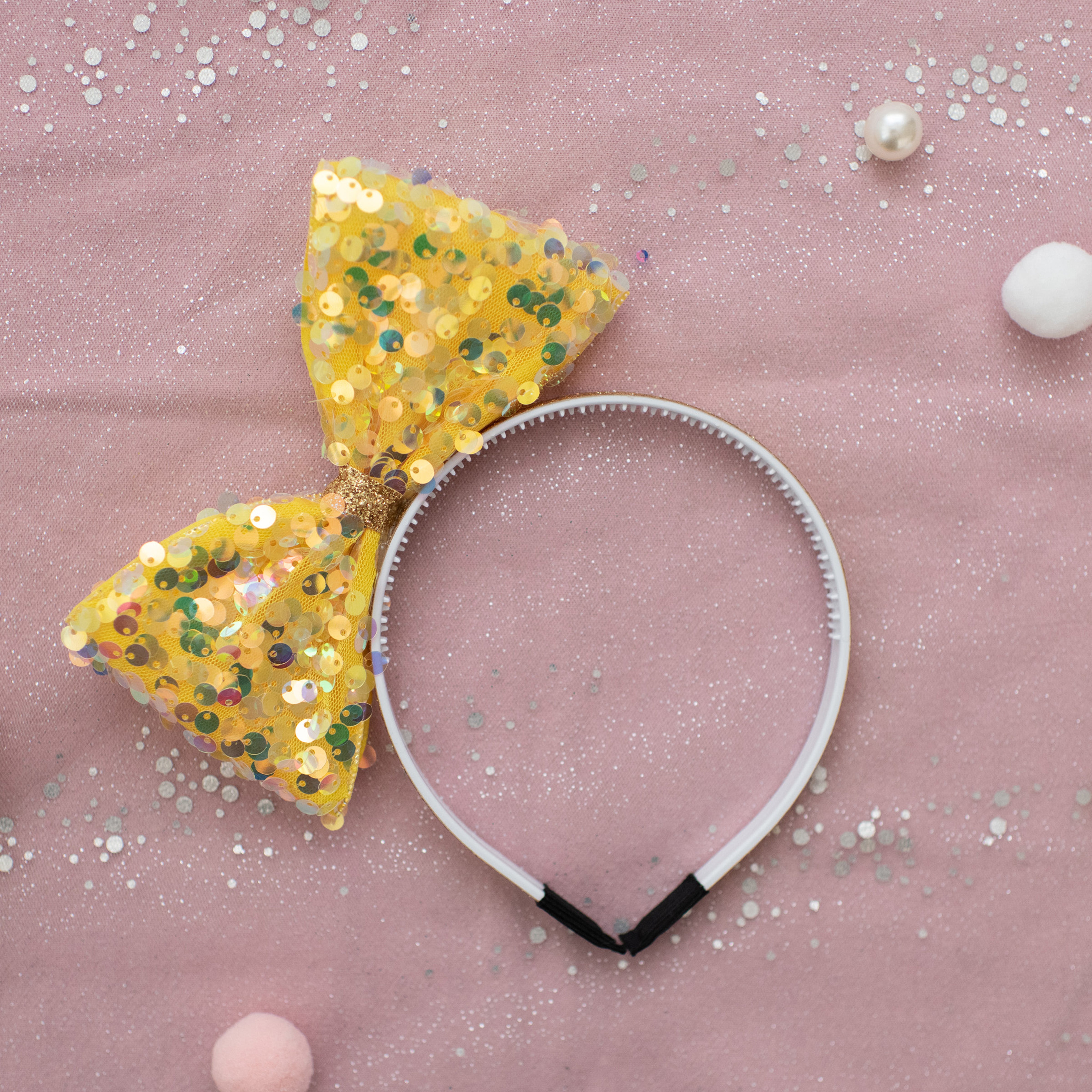 Summer Crystal - Large Sequin Bow Headband - 1 Pack