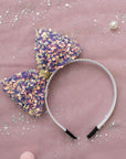 Summer Crystal - Large Sequin Bow Headband - 1 Pack