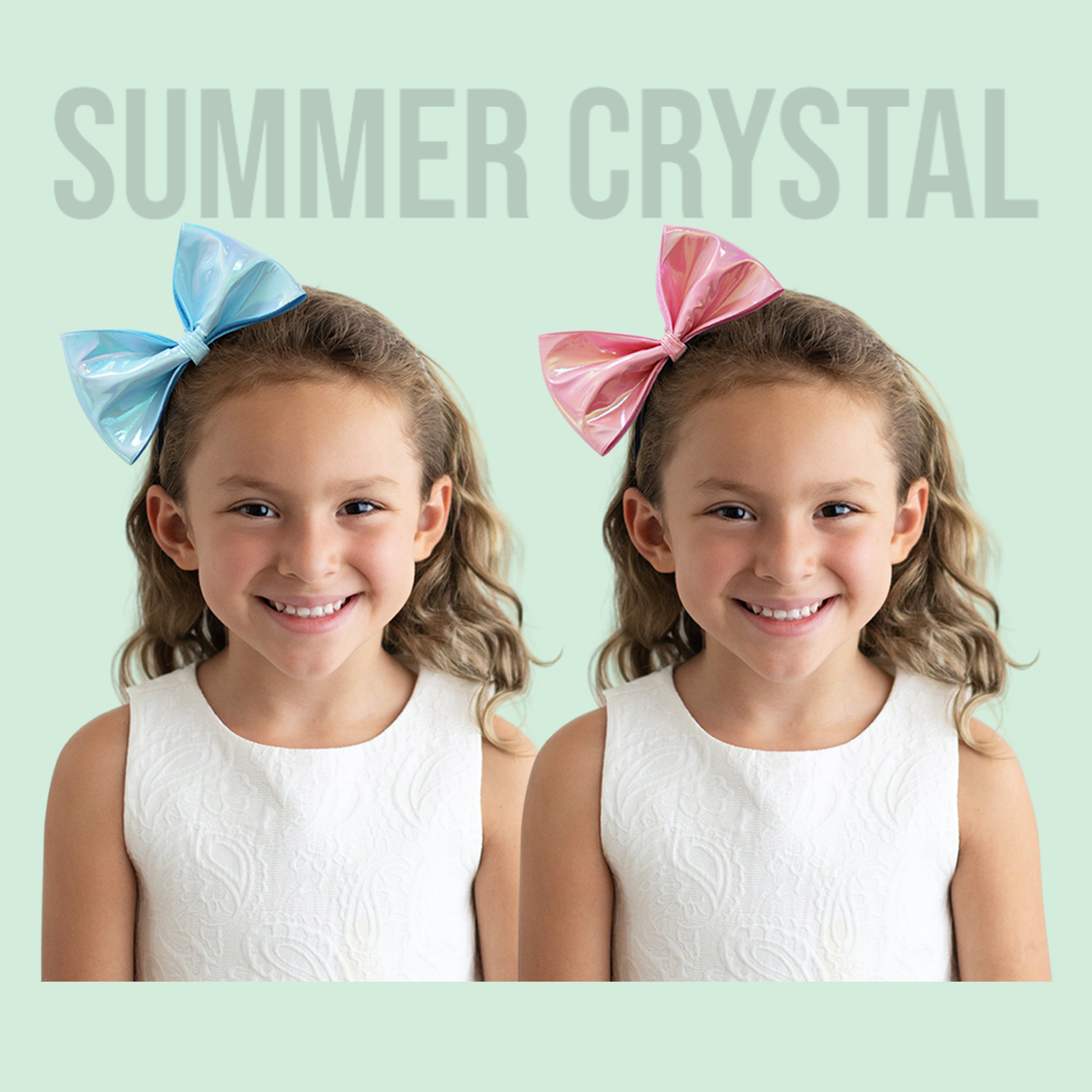 Summer Crystal - Vegan Leather Bow Headband - 1 Pack