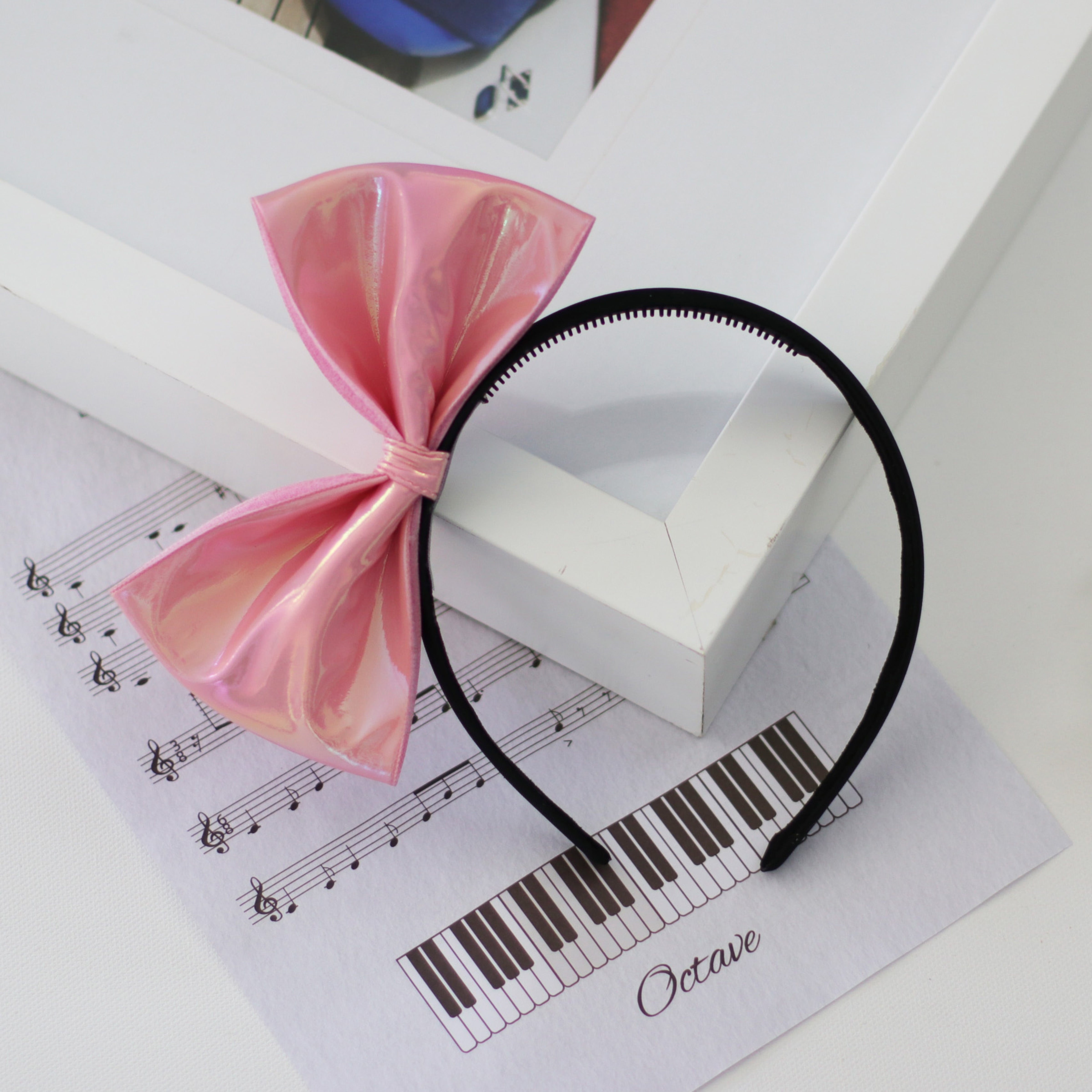 Summer Crystal - Vegan Leather Bow Headband - 1 Pack