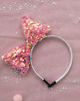 Summer Crystal Sparkling Large Sequins Bow Headband For Girls